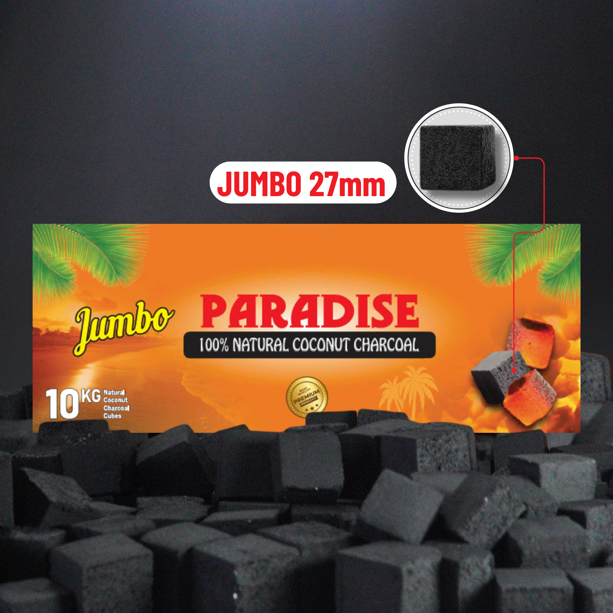 Paradise Coconut Hookah Coals JUMBO – 100% Natural Charcoal | 10 Paradise Coconut Hookah Coals JUMBO – 100% Natural Charcoal | 10
