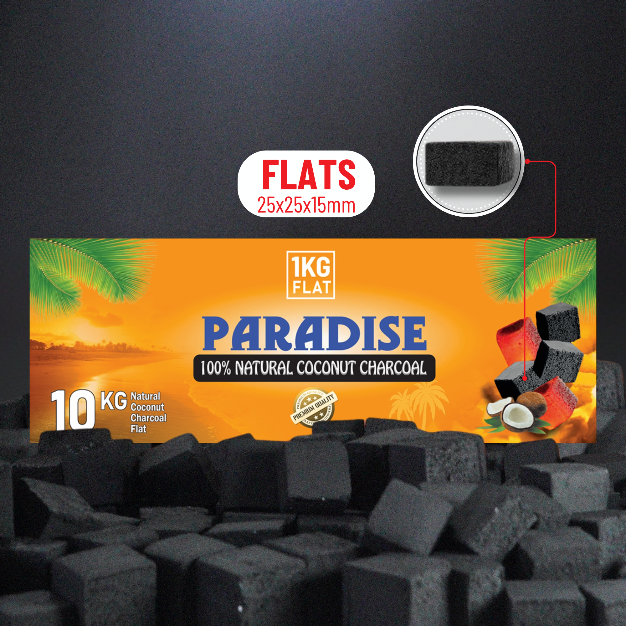 Paradise Coconut Coals FLATS | 10Kg Bulk Box