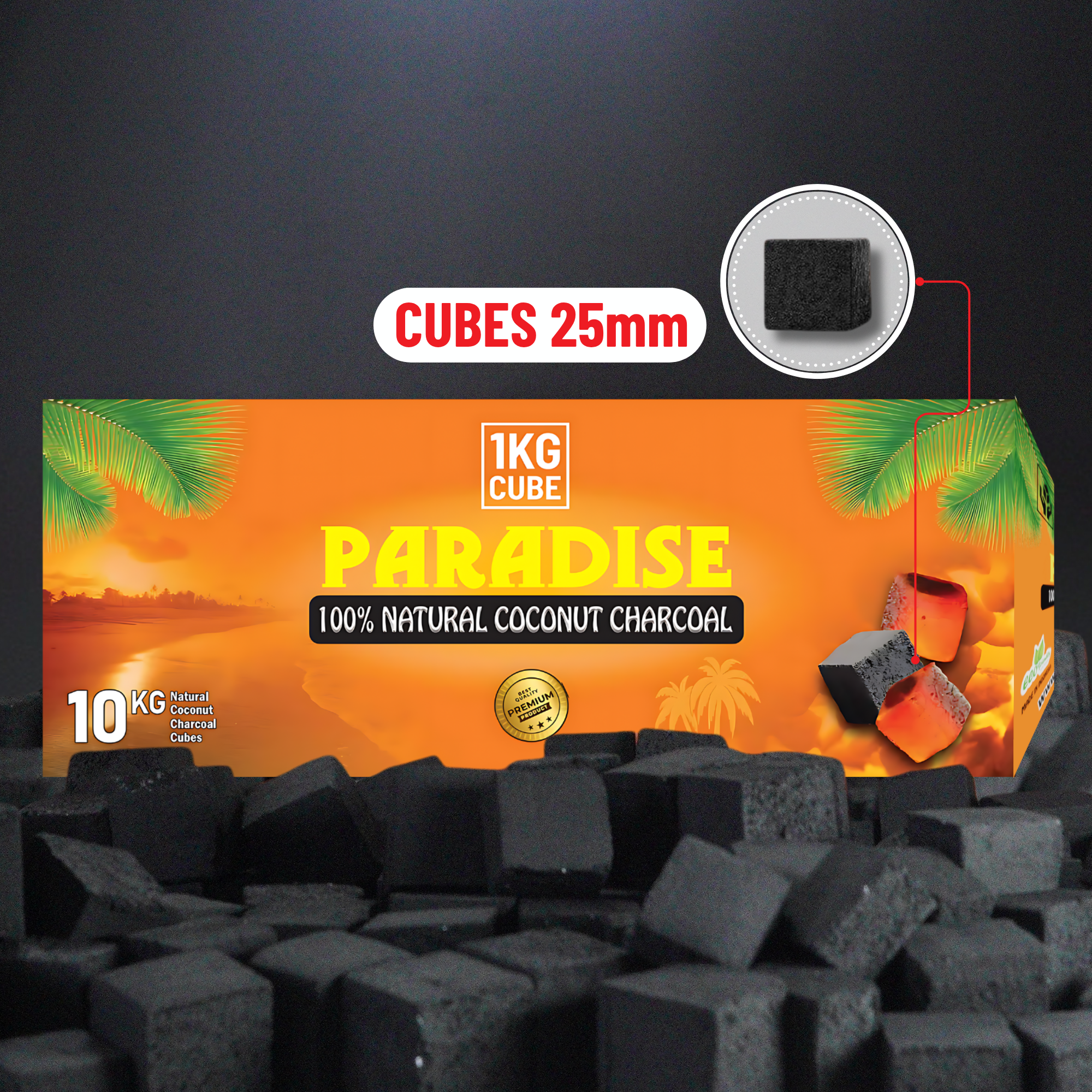 Paradise Coconut Coals REGULAR | 10Kg Bulk Box