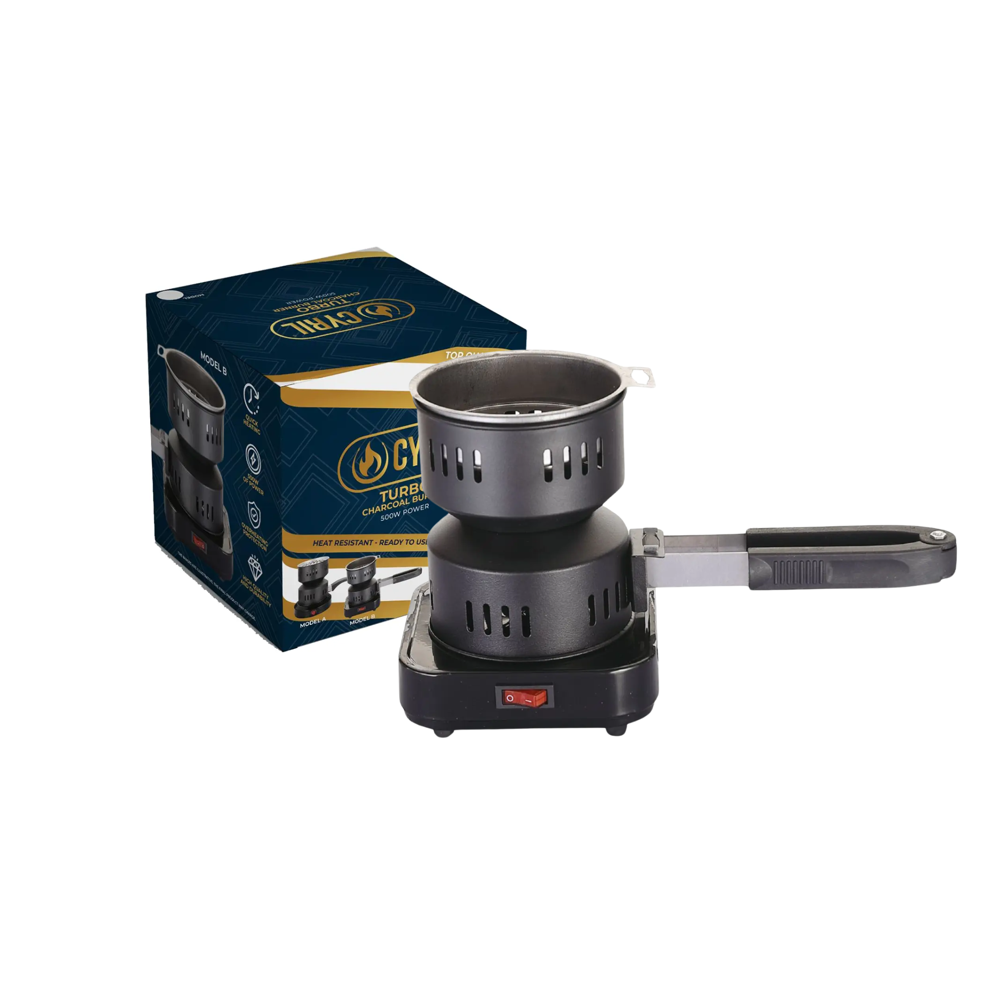 Cyril Charcoal Burner Round | Model B (removable handle)