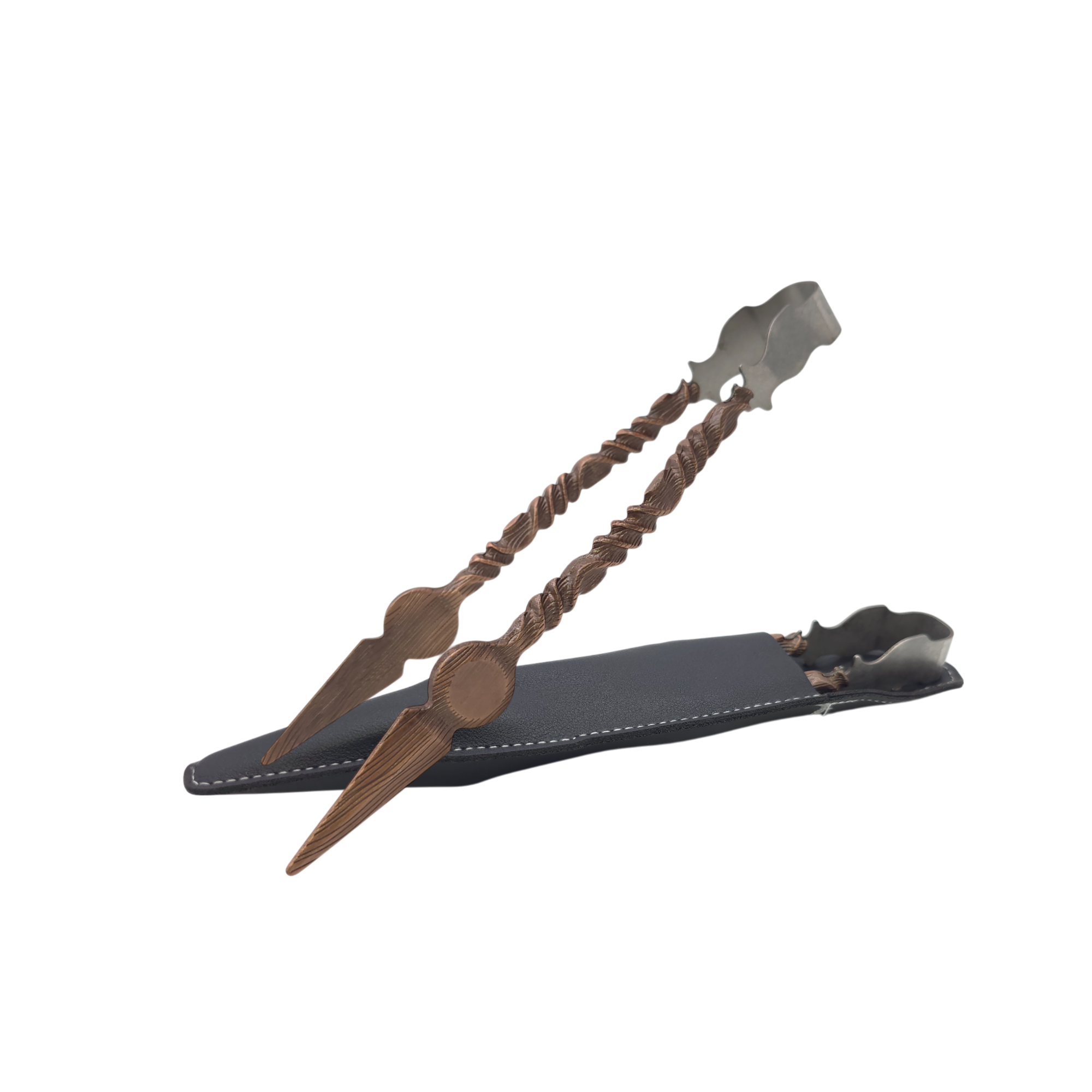 Rustic Tongs with Leather Pouch
