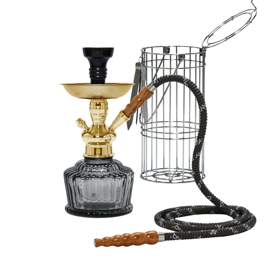 MYA QT Hookah – Gold Cage Design | Compact & Durable for Smooth Sessions